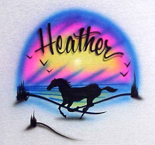 Horse running on beach airbrushed shirt with any name