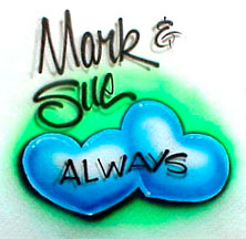 Airbrushed Two names \"Always\" double hearts shirt