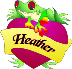 Tree frog on heart vinyl decal