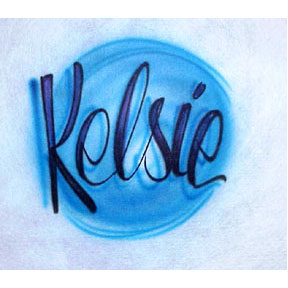 Airbrushed Name in shaded script over any color