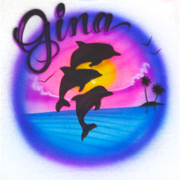 Airbrushed Dolphin Trio seascape shirt