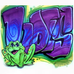 Airbrushed Graffiti name with Frog