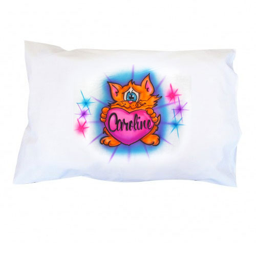 Personalized Kitty 'n Heart Pillowcase