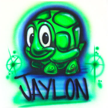 Airbrushed green turtle personalized shirt