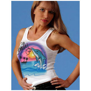 Airbrushed boybeater tank with Dolphin