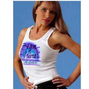 Airbrushed  Forever  with 2 names boybeater tank