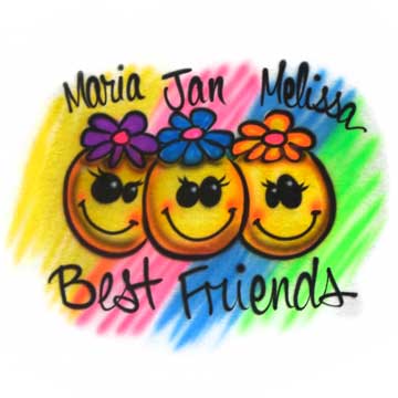 Best Friends 3 smiley faces Airbrushed shirt