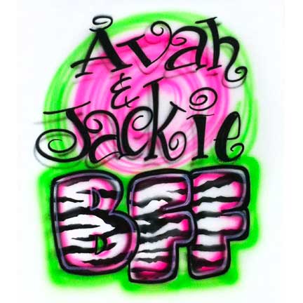 Airbrushed Zebra BFF Shirt - personalized with 2 names
