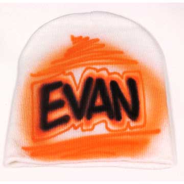 Airbrushed knit beanie hat with any name