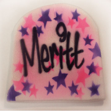 Airbrushed beanie with stars and name