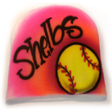 Airbrushed Softball Fastpitch or Baseball Beanie - Personalized