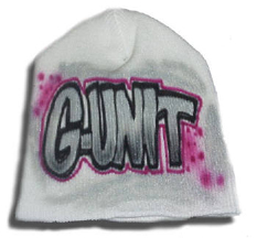 Airbrushed knit beanie hat - Block Letter Name