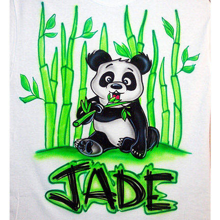 Airbrushed Panda Bear with bamboo background