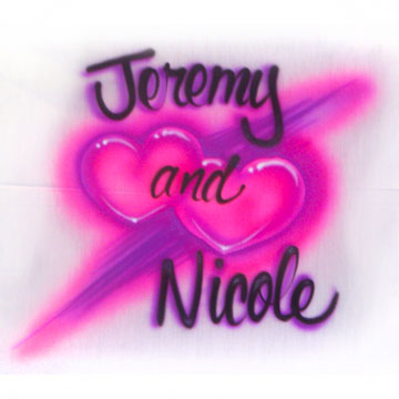 Airbrushed Hearts design for Boyfriend & Girlfriend (or married couples)