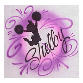 Airbrushed Curly Swirly Cheerleader design