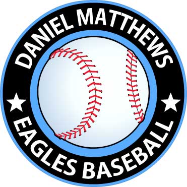 Personalized Circle Baseball Decal with player\'s name and team name