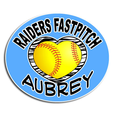 heart shaped softball fastpitch personalized decal with team name