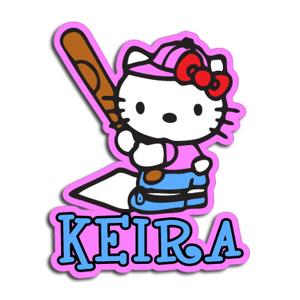 Hi There Kitty Softball Fastpitch Decal with or without name