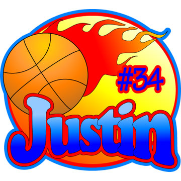 Personalized full color basketball decal sticker with number