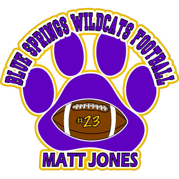 Blue Springs Wildcats Football Personalized Decal