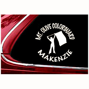 6 in White Vinyl Personalized Color Guard Silhouette Decal