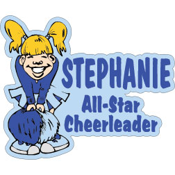 Blonde Smiling Cheerleader decal with personalization