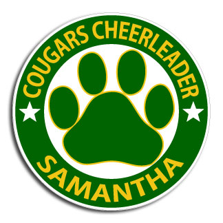 Personalized Cougars Cheerleader Paw Decal