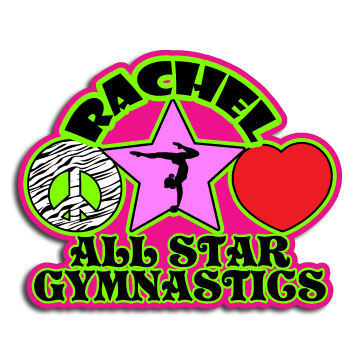 Personalized LOVE PEACE GYMNASTICS decal