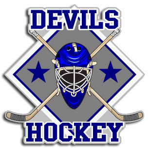 Hockey Mask over sticks decal with team name