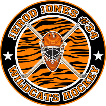 Personalized Tiger Striped Hockey mask and sticks decal