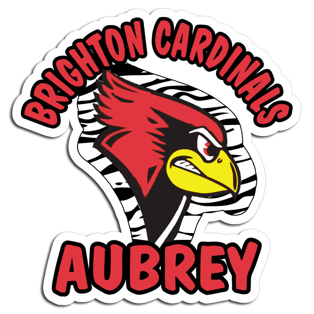 Personalized Cardinals Mascot with zebra print Decal