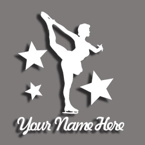 6 in White Vinyl Personalized Ice Skater Decal