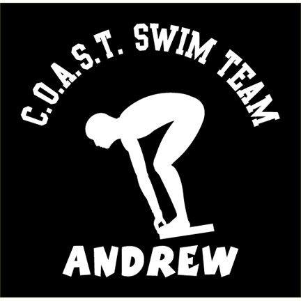 6 inch White Vinyl Personalized Men's swim dive Decal