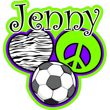 Personalized Zebra Love Peace Soccer Decal