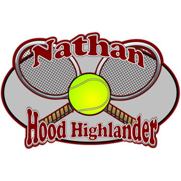 Tennis rackets with ball personalized vinyl decal