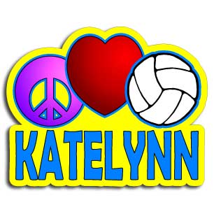 Personalized \"PEACE - LOVE - VOLLEYBALL\" decal