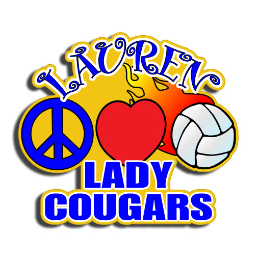 Full Color Peace, Love, Volleyball decal with team and player's name