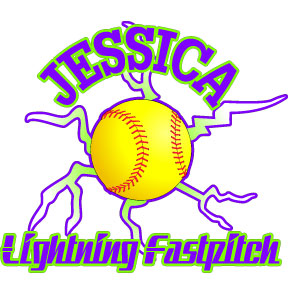 Fastpitch softball with lightning decal personalized