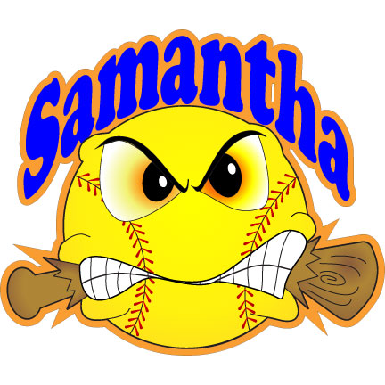 Fastpitch cartoon ball biting bat decal with any name