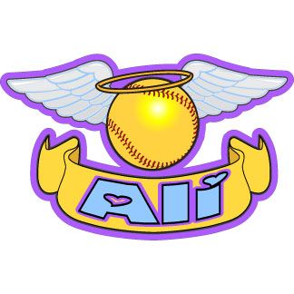 Personalized Angel winged softball fastpitch decal