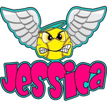 Personalized No Nonsense Softball Fastpitch Angel decal
