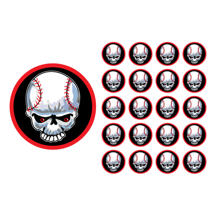 1" baseball Skull reward decals - QTY 40