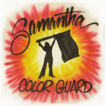Personalized Color Guard design with tie dye looking background