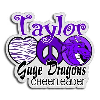 Peace Love Gage Dragons Cheerleader Personalized decal