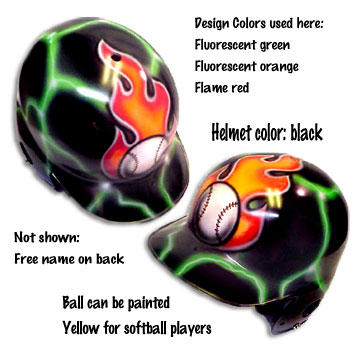 Airbrushed Helmet- Ball with Flames and Lightning
