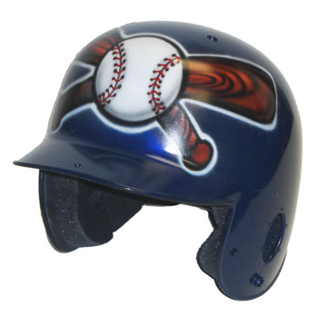 Ball Over Crossed Bats Airbrushed Helmet