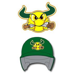 3 inch Mini Bulls softball logo for helmets