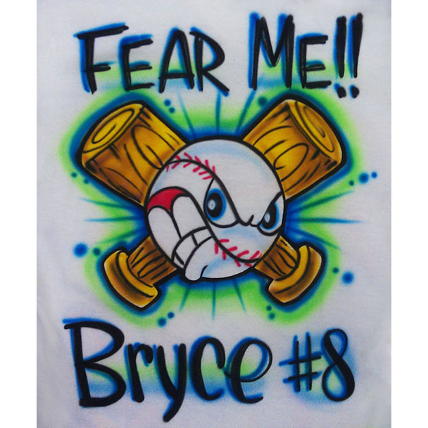 Personalized baseball Fear Me! airbrushed shirt
