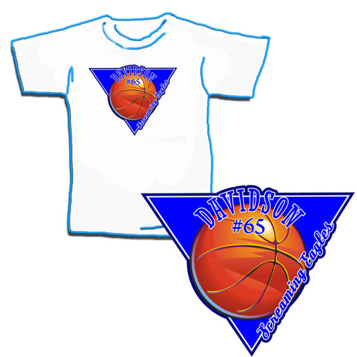 Imprinted basketball shirt with player's name, # & team name