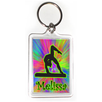 Personalized Color burst gymnastics Key ring